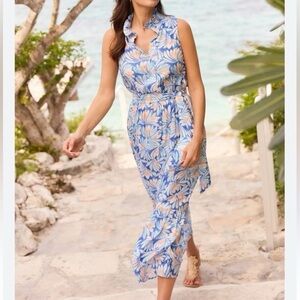 J. McLaughlin Soiree Sleeveless Silk Blend Maxi Dress in Blue - Size Small